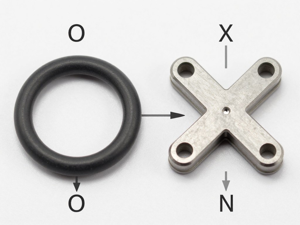 Close-up comparison O-ring vs X-ring chain seals