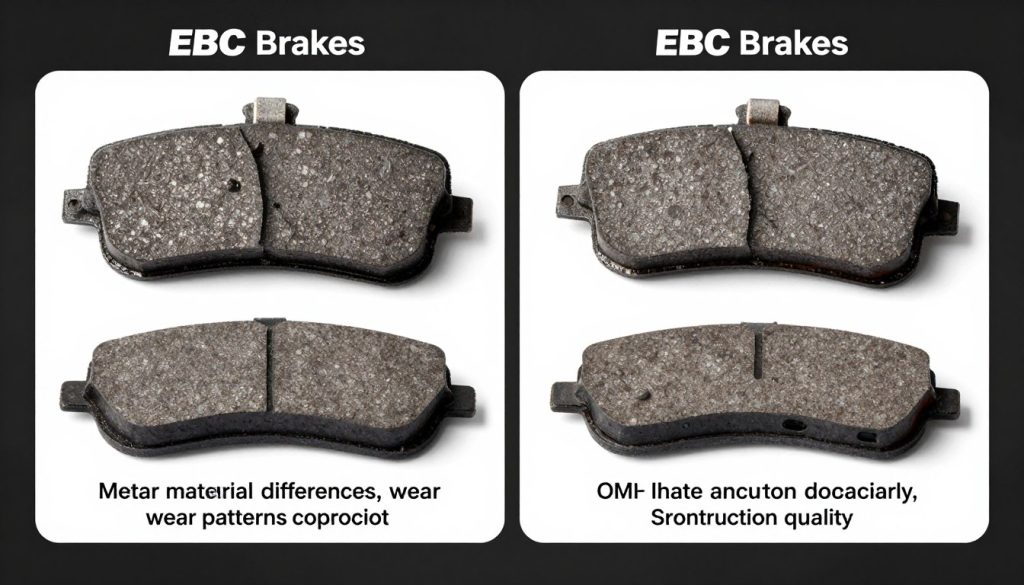 Comparación lado a lado pastillas EBC Brakes versus pastillas OEM originales fabricante