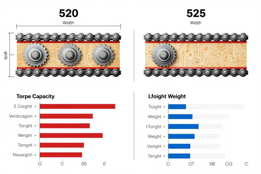 Comparison chart 520 vs 525 chain systems