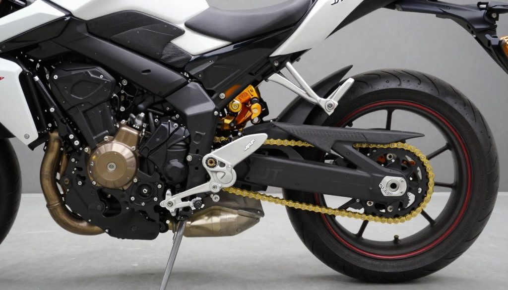 Complete JT Sprockets kit installed on motorcycle