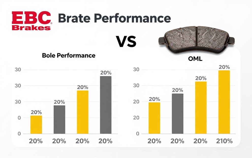 Gráfico comparativo potencia freno EBC Brakes vs pastillas OEM originales