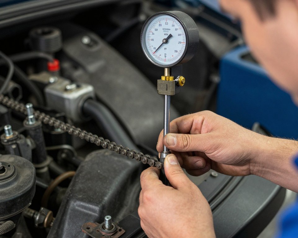 Measuring chain tension with tool