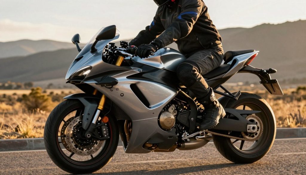 Motociclista seguro con sistema freno EBC Brakes pastillas premium instaladas