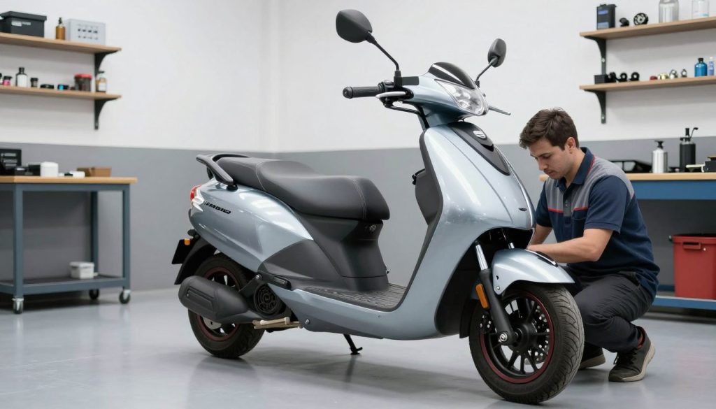 PIAGGIO MP3 500 con repuestos originales instalados en taller