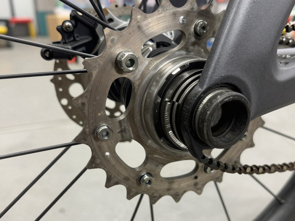 Rear sprocket removal showing mounting bolts