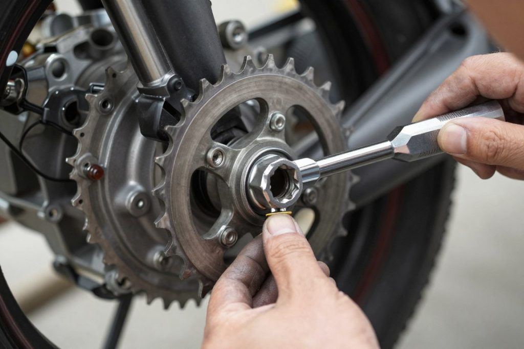 Removing front sprocket from motorcycle