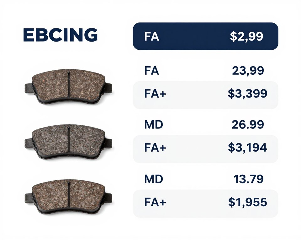 Tabla de precios pastillas freno EBC Chile diferentes series y modelos