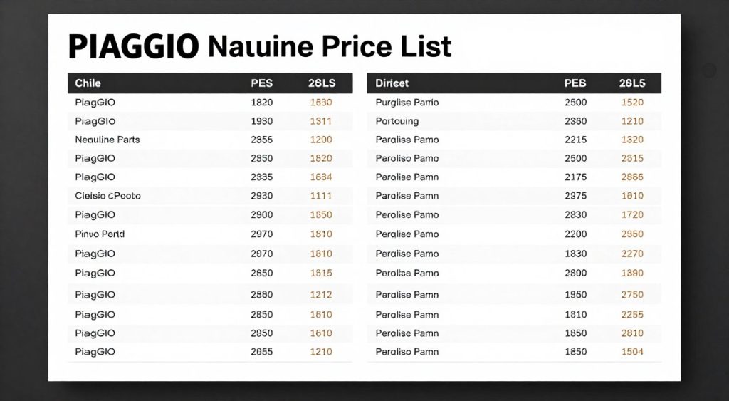 Tabla precios repuestos PIAGGIO Chile catálogo maicosport